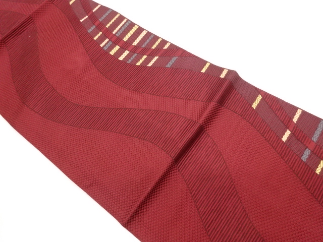 JAPANESE KIMONO / CHIKUZEN HAKATA CURVED HORIZONTAL STRIPE WEAVE NAGOY